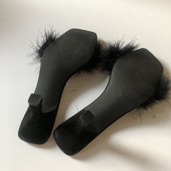 Steve Madden Karoo Heels Mules Black Feather - Picture 9 of 9